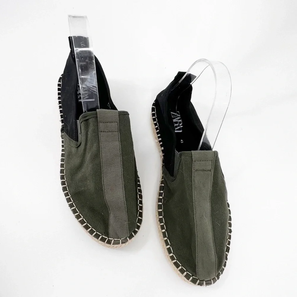 ✅ Zara COMBINATION ESPADRILLES GREEN/BLACK‎ SIZE 43